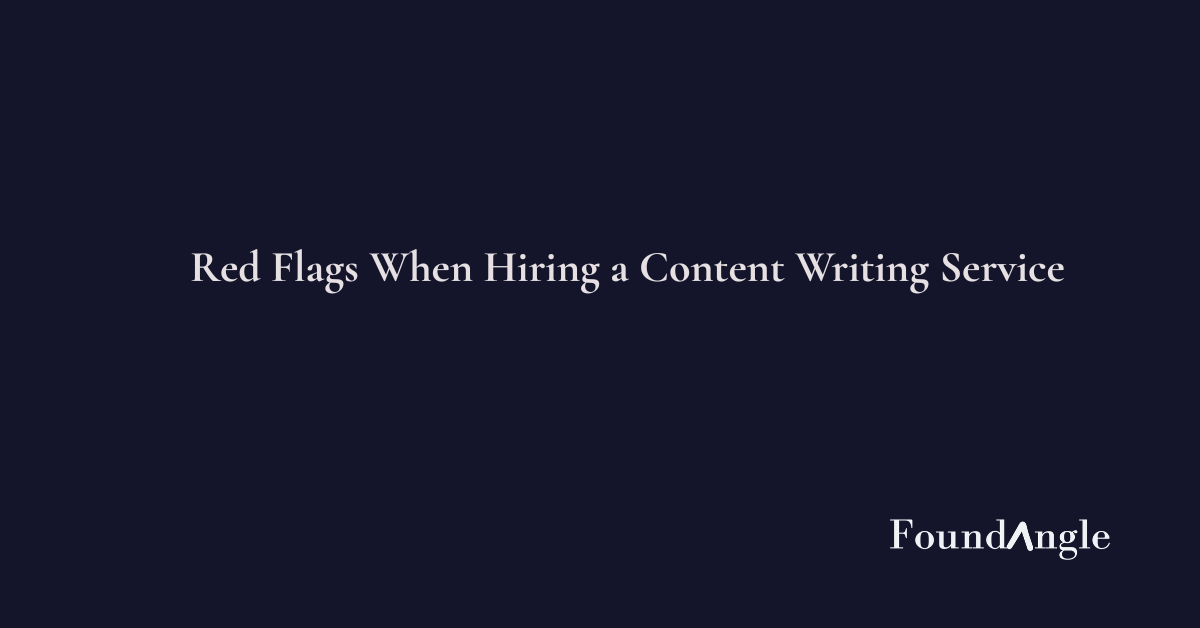 Business owner evaluating content writing service red flags before hiring a provider