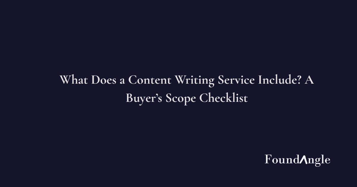 Content writing service scope showing briefing, research, drafting, editing, and final delivery